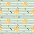 Pastel green striped summer seamless pattern, top view